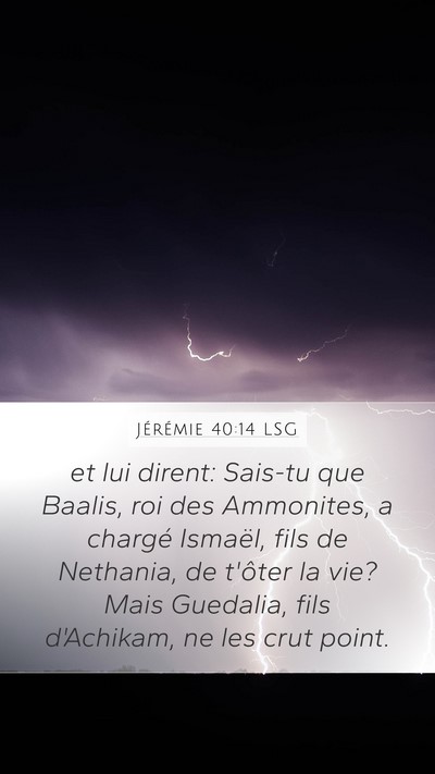 Jérémie 40:14 LSG Bible Verse Image