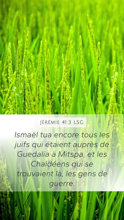 Jérémie 41:3 LSG Mobile Phone Wallpaper - Ismaël tua encore tous les juifs qui étaient - Mobile Bible Verse Wallpaper