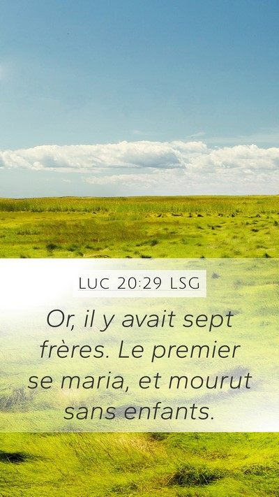 Luc 20:29 LSG Mobile Phone Wallpaper - Or, il y avait sept frères. Le premier se maria, - Mobile Bible Verse Wallpaper