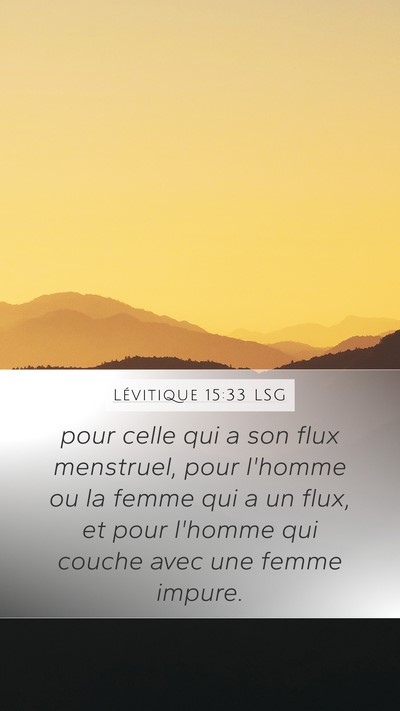 Lévitique 15:33 LSG Bible Verse Image