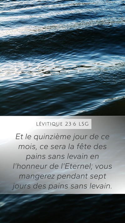 Lévitique 23:6 LSG Bible Verse Image