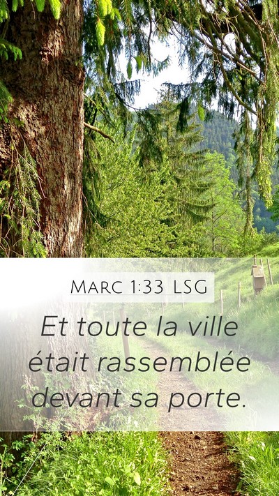 Marc 1:33 LSG Mobile Phone Wallpaper - Et toute la ville était rassemblée devant sa - Mobile Bible Verse Wallpaper