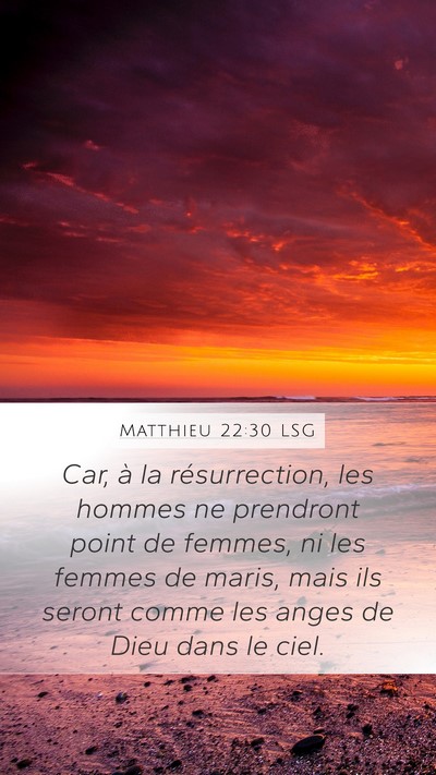 Matthieu 22:30 LSG Bible Verse Image