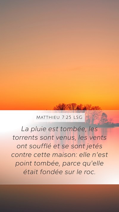 Matthieu 7:25 LSG Mobile Phone Wallpaper - La pluie est tombée, les torrents sont venus, - Mobile Bible Verse Wallpaper