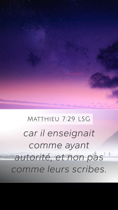 Matthieu 7:29 LSG Bible Verse Image
