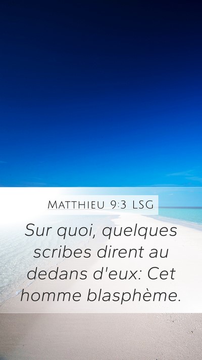 Matthieu 9:3 LSG Mobile Phone Wallpaper - Sur quoi, quelques scribes dirent au dedans - Mobile Bible Verse Wallpaper