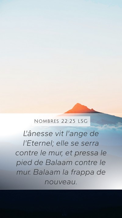 Nombres 22:25 LSG Mobile Phone Wallpaper - L'ânesse vit l'ange de l'Eternel; elle se serra - Mobile Bible Verse Wallpaper
