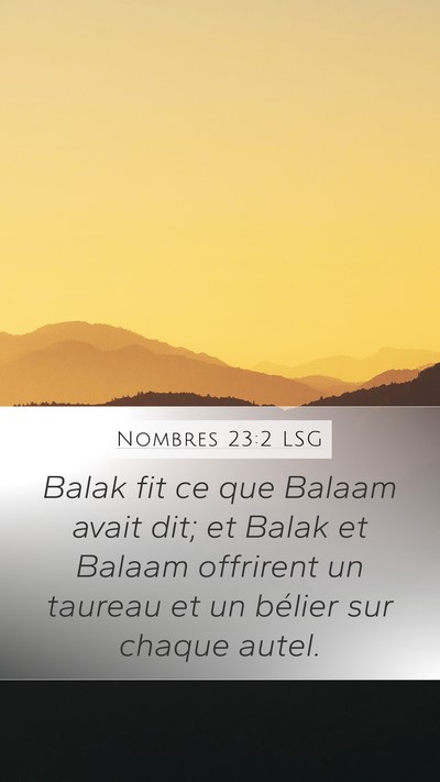 Nombres 23:2 LSG Bible Verse Image