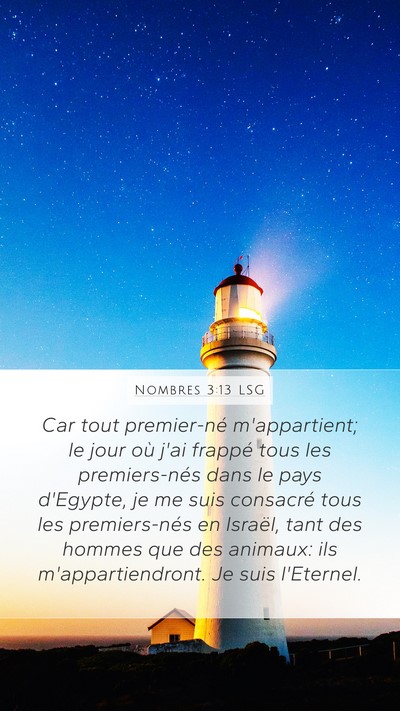Nombres 3:13 LSG Mobile Phone Wallpaper - Car tout premier-né m'appartient; le jour où - Mobile Bible Verse Wallpaper
