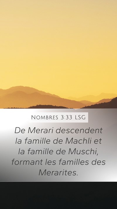 Nombres 3:33 LSG Bible Verse Image