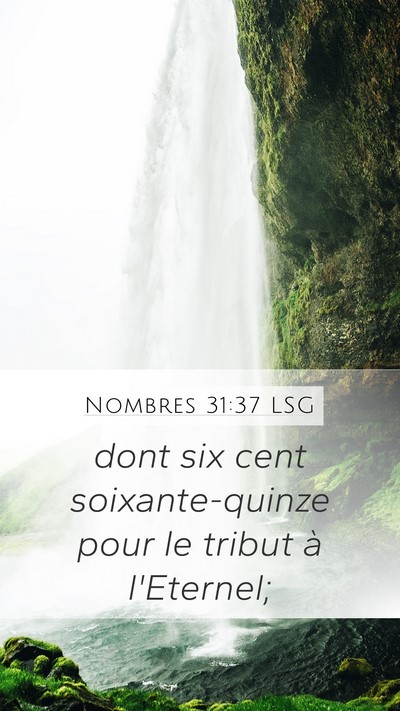 Nombres 31:37 LSG Mobile Phone Wallpaper - dont six cent soixante-quinze pour le tribut à - Mobile Bible Verse Wallpaper