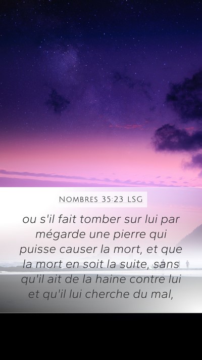 Nombres 35:23 LSG Mobile Phone Wallpaper - ou s'il fait tomber sur lui par mégarde une - Mobile Bible Verse Wallpaper