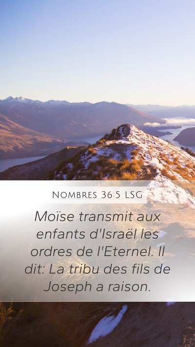 Nombres 36:5 LSG Mobile Phone Wallpaper - Moïse transmit aux enfants d'Israël les ordres - Mobile Bible Verse Wallpaper