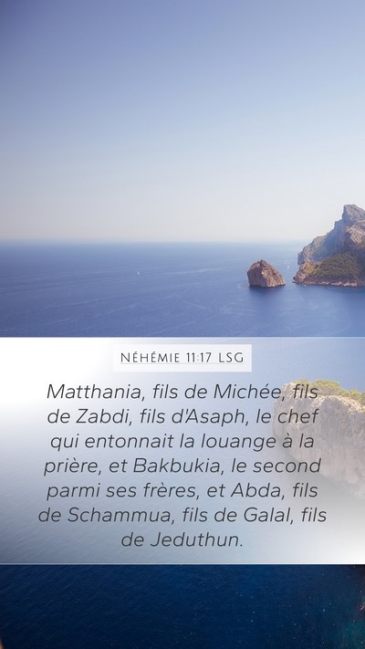 Néhémie 11:17 LSG Bible Verse Image
