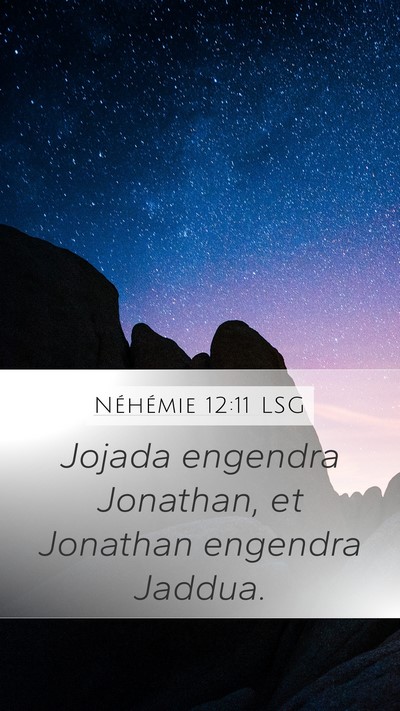 Néhémie 12:11 LSG Mobile Phone Wallpaper - Jojada engendra Jonathan, et Jonathan engendra - Mobile Bible Verse Wallpaper