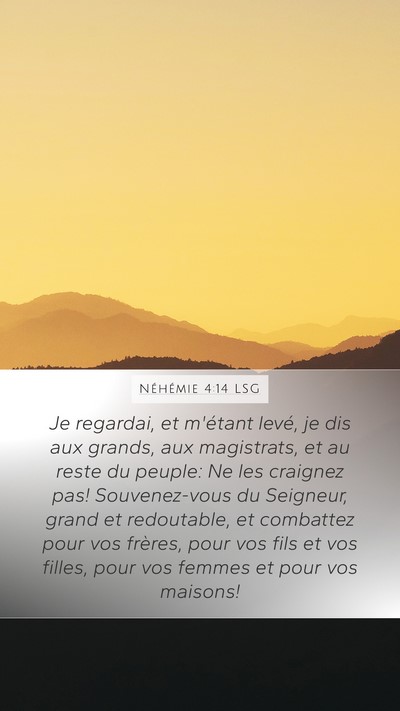 Néhémie 4:14 LSG Bible Verse Image