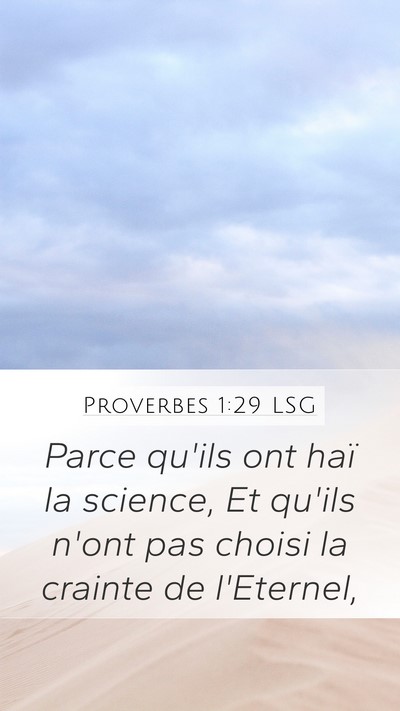 Proverbes 1:29 LSG Bible Verse Image