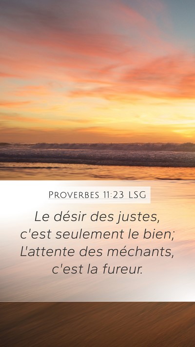 Proverbes 11:23 LSG Mobile Phone Wallpaper - Le désir des justes, c'est seulement le bien; - Mobile Bible Verse Wallpaper