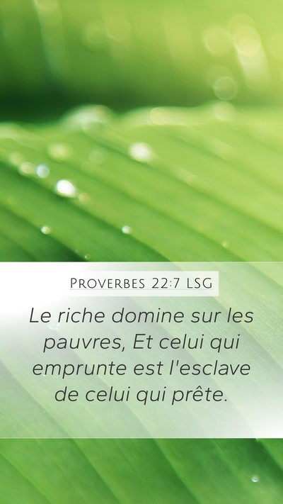 Proverbes 22:7 LSG Mobile Phone Wallpaper - Le riche domine sur les pauvres, Et celui qui - Mobile Bible Verse Wallpaper