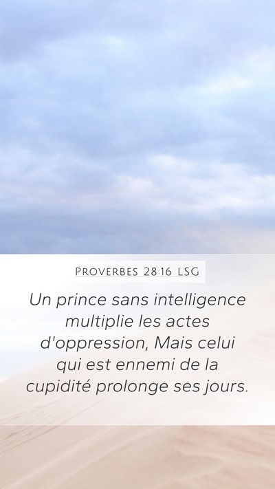 Proverbes 28:16 LSG Bible Verse Image