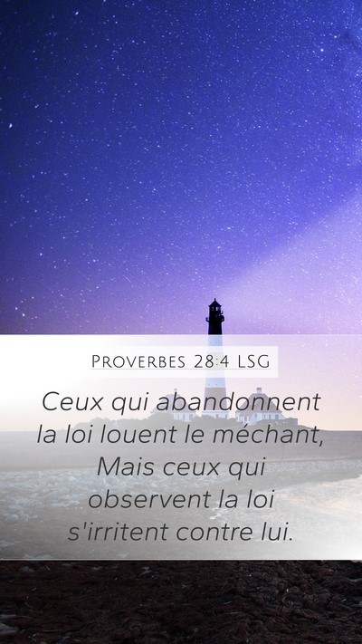 Proverbes 28:4 LSG Bible Verse Image