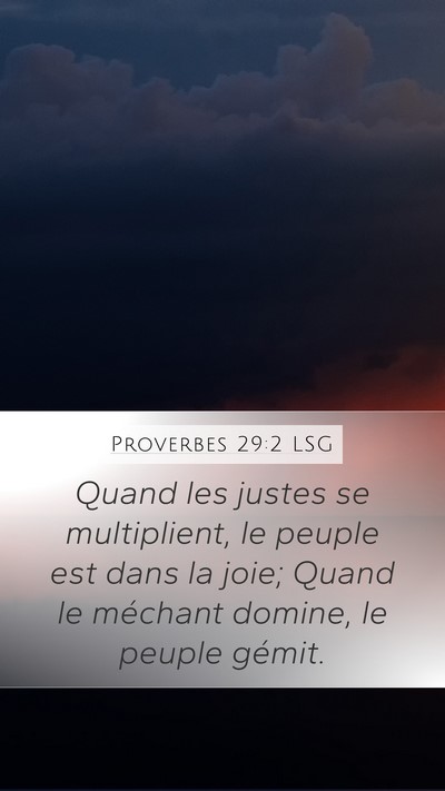 Proverbes 29:2 LSG Bible Verse Image