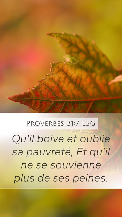 Proverbes 31:7 LSG Mobile Phone Wallpaper - Qu'il boive et oublie sa pauvreté, Et qu'il ne - Mobile Bible Verse Wallpaper