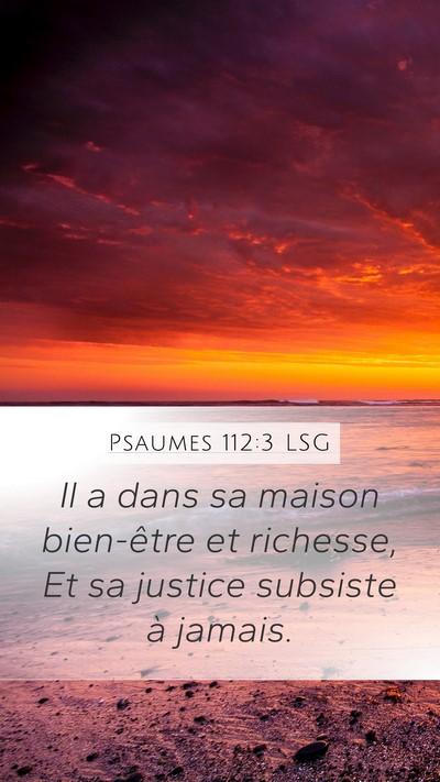 Psaumes 112:3 LSG Mobile Phone Wallpaper - Il a dans sa maison bien-être et richesse, Et sa - Mobile Bible Verse Wallpaper