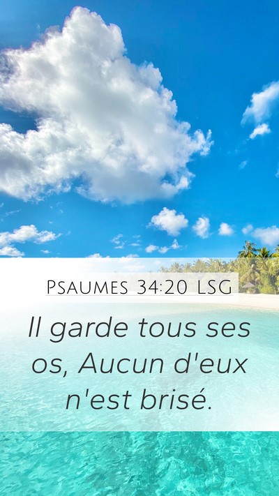 Psaumes 34:20 LSG Mobile Phone Wallpaper - Il garde tous ses os, Aucun d'eux n'est - Mobile Bible Verse Wallpaper