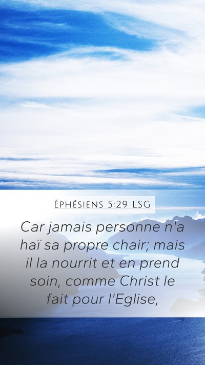 Éphésiens 5:29 LSG Mobile Phone Wallpaper - Car jamais personne n'a haï sa propre chair; - Mobile Bible Verse Wallpaper